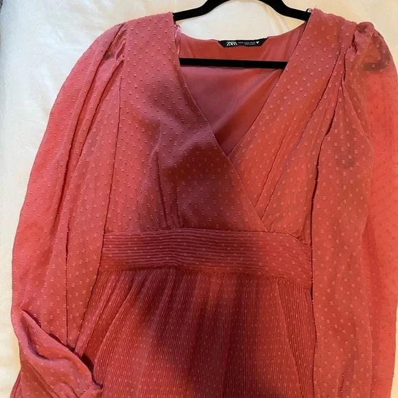 Zara Pink Surplice Ruffle Polka Dot Mini Dress - Picture 15 of 15